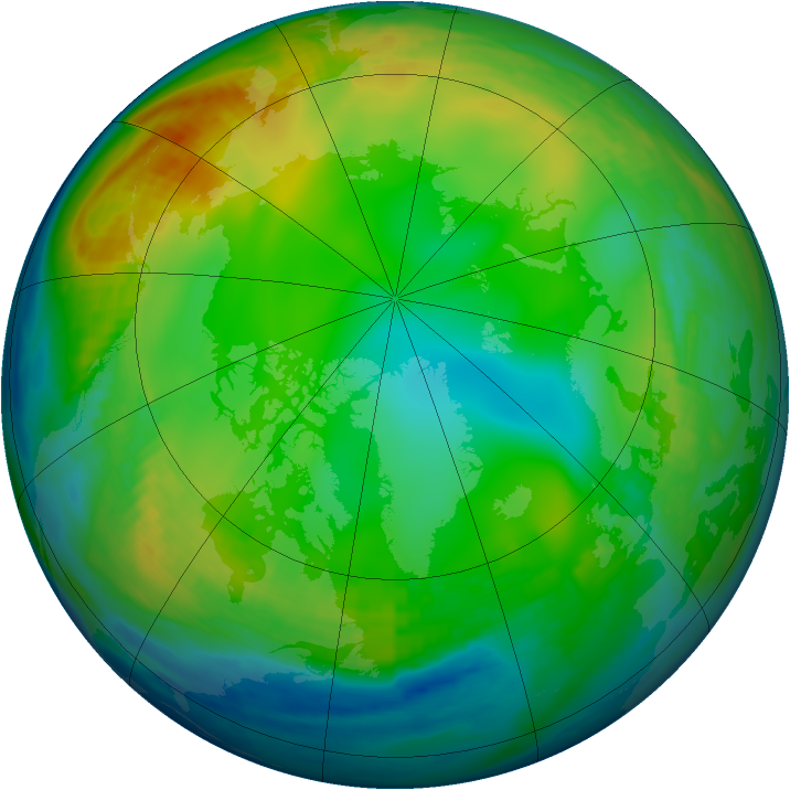 Arctic ozone map for 11 December 1986